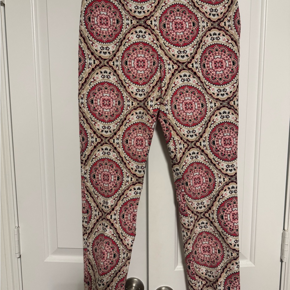 Chico's Red and Cream Patterned Pants